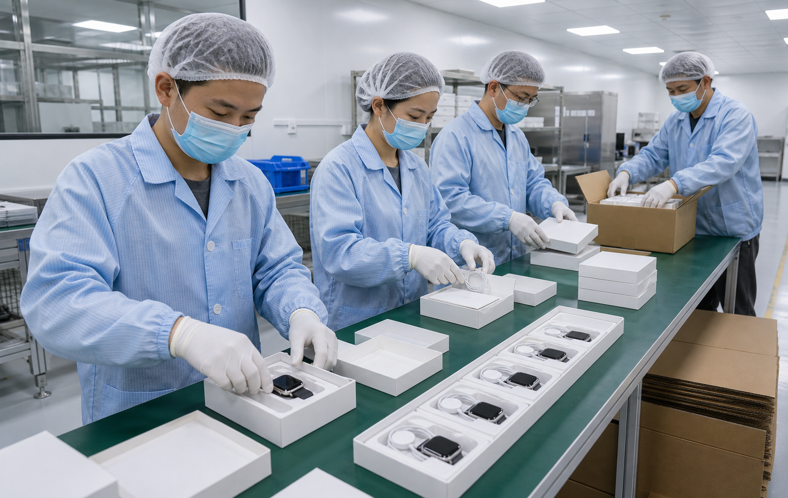 Packaging and shipment preparation for a bulk smart wearable order